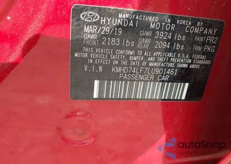 2020 Hyundai Elantra Se z USA, uszkodzony, nr VIN KMHD74LF7LU901461